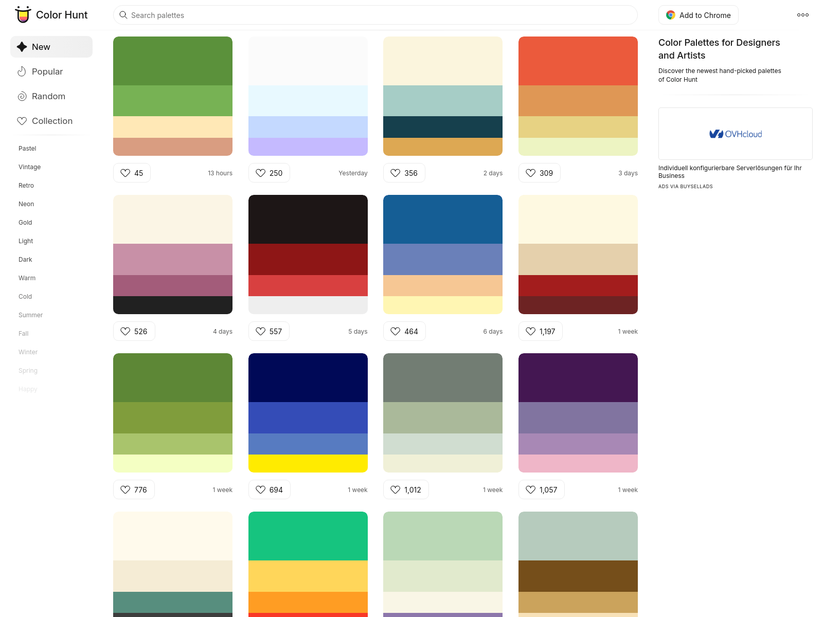 Color Hunt - Color Palettes for Designers and Artists | UI root