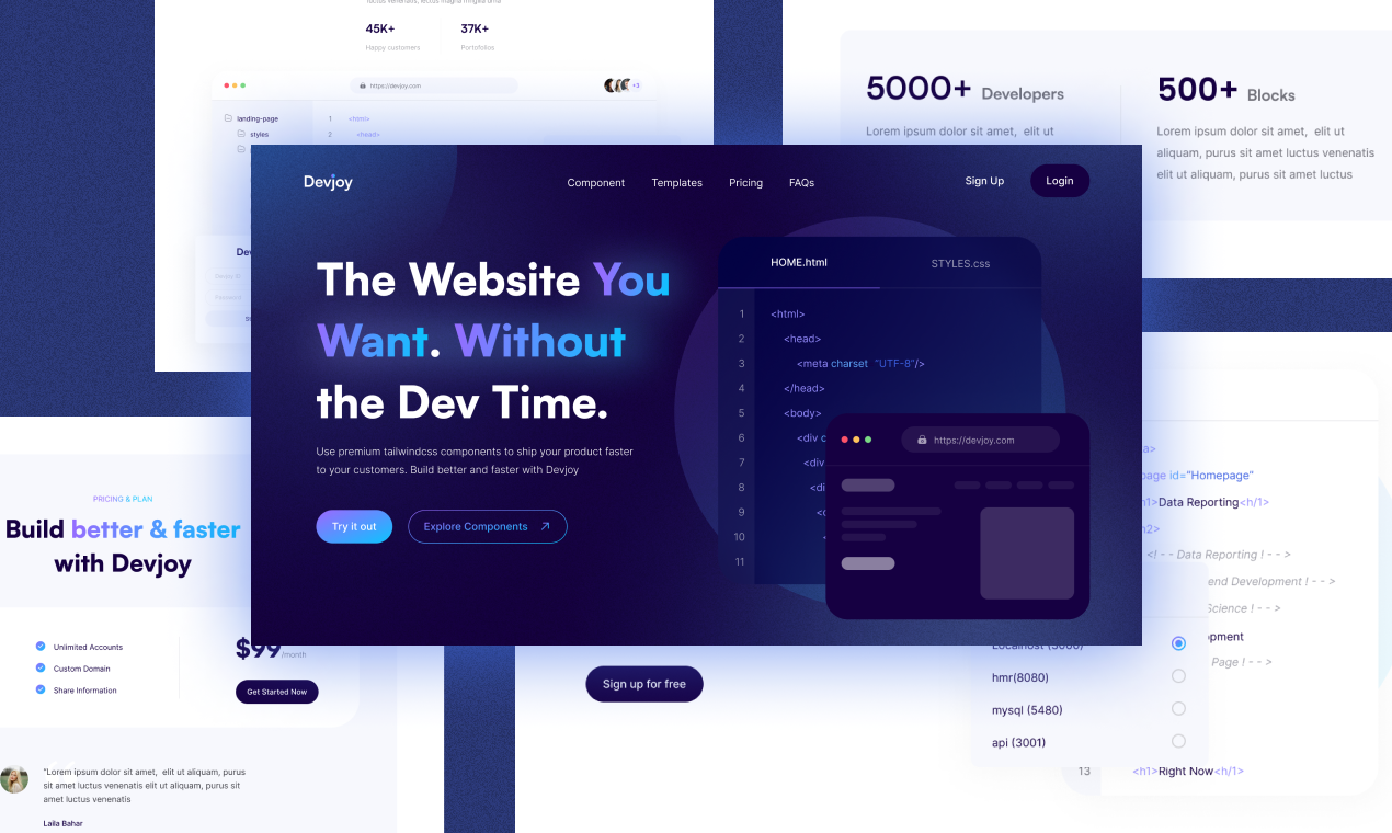Tailwind CSS Components - 350+ High-Quality Free Examples | UI root